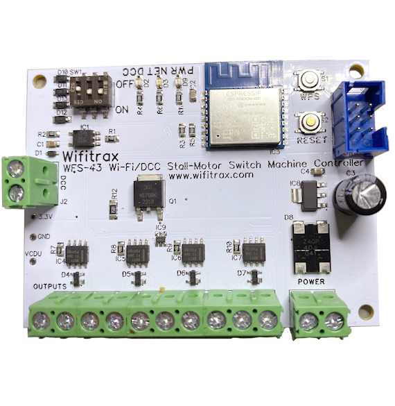 WFS-43 Quad Wi-Fi/DCC Stall-motor Switch Machine Controller