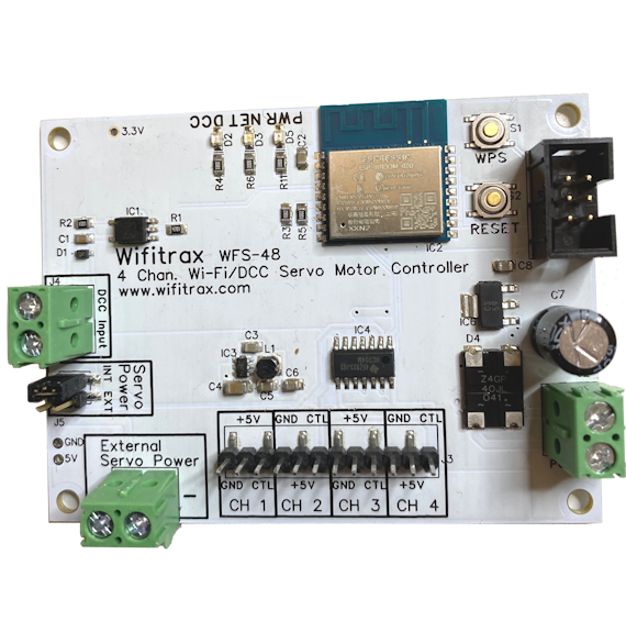 WFS-48 Quad Wi-Fi/DCC Servo Motor Switch Machine Controller